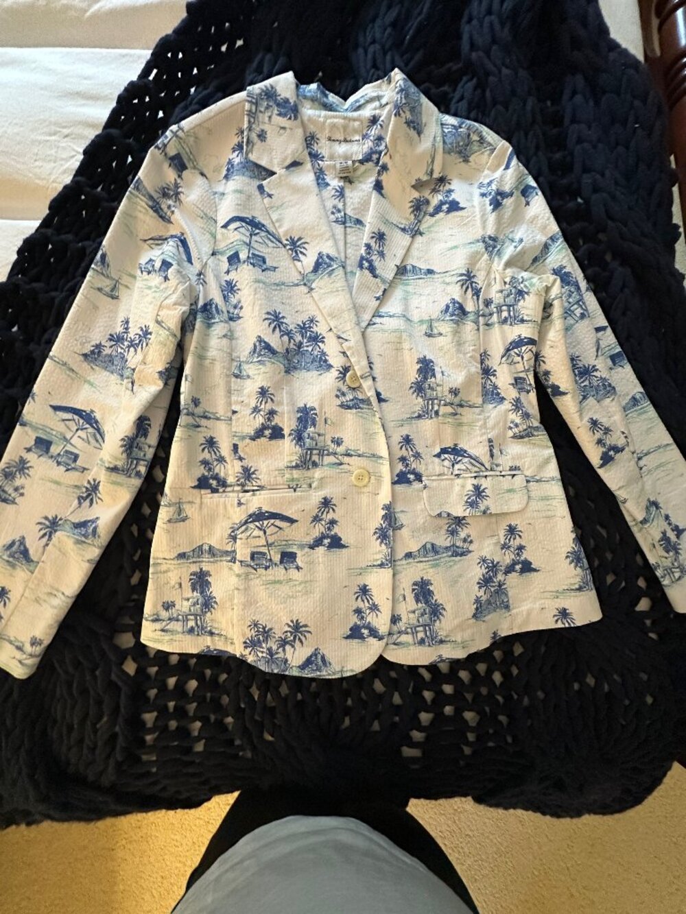 Tommy Bahama Blazer, Blue Tropical Print